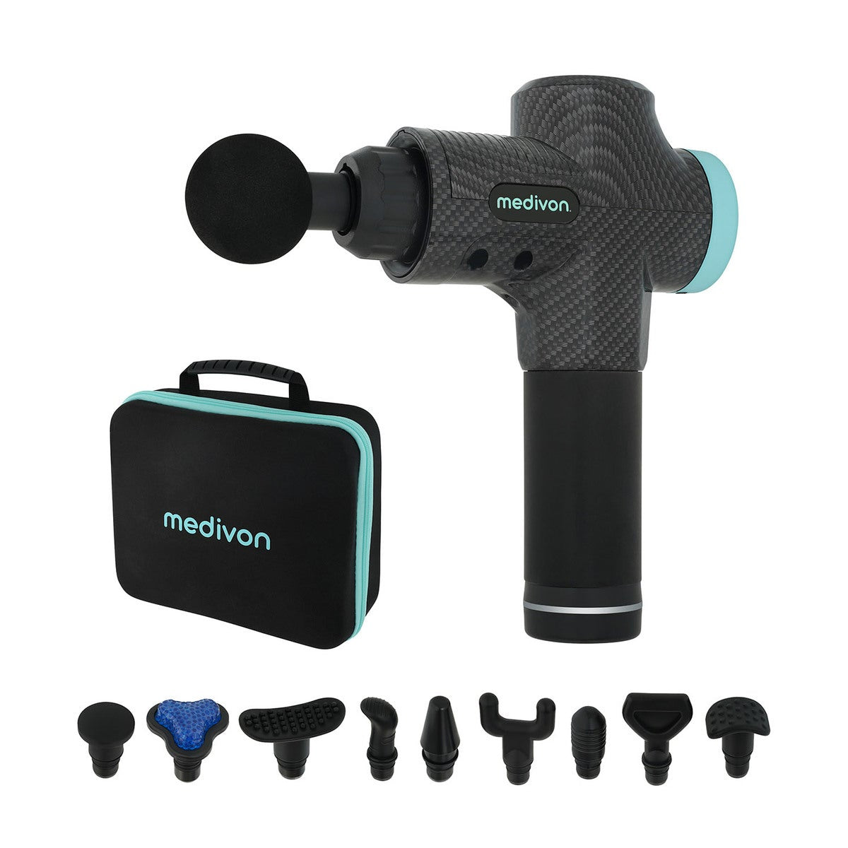 Medivon Massagepistol Gun Active X med 10 massagehuvuden och bärväska